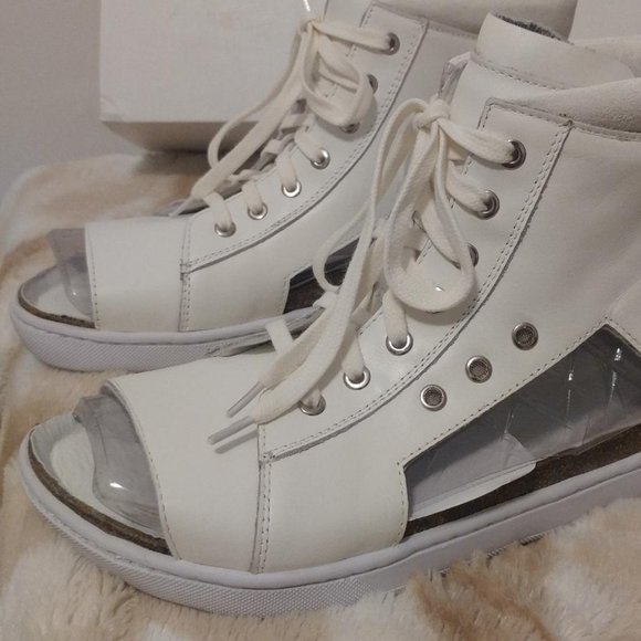 Aeria Nappa Leather Peep-Toe Sneaker Size Misses 10 M - Picture 6 of 10